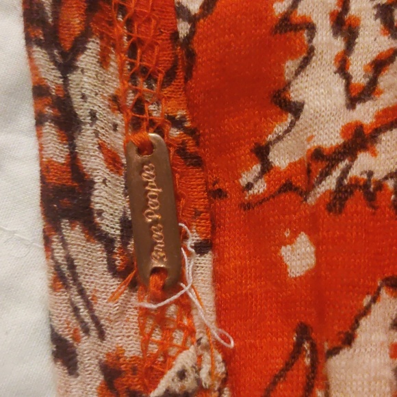 Free People top size S. Color orange/cream. Cotton/modal. Made in India. - Picture 10 of 10